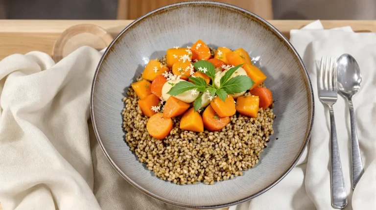 Croquant, fondant, acidulé : mon bowl de quinoa tiède aux légumes rôtis qui réconcilie avec l’hiver en 25 minutes