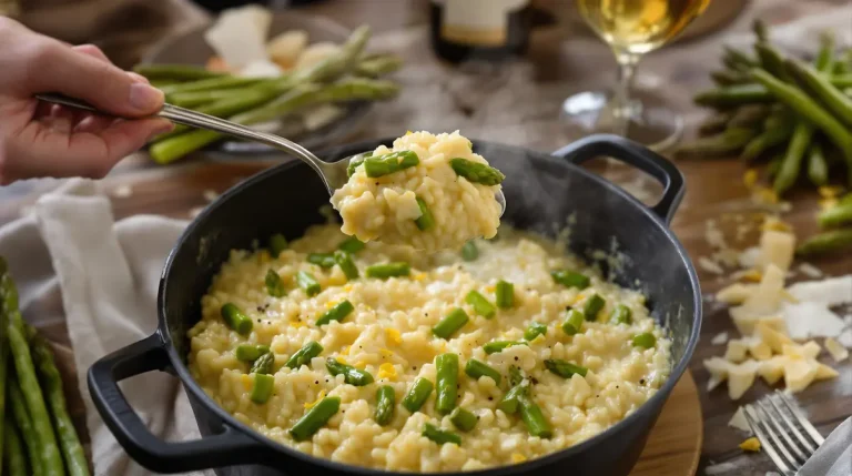 « Du pur velours » : ce risotto aux asperges vertes et parmesan devient vite votre plat préféré du printemps