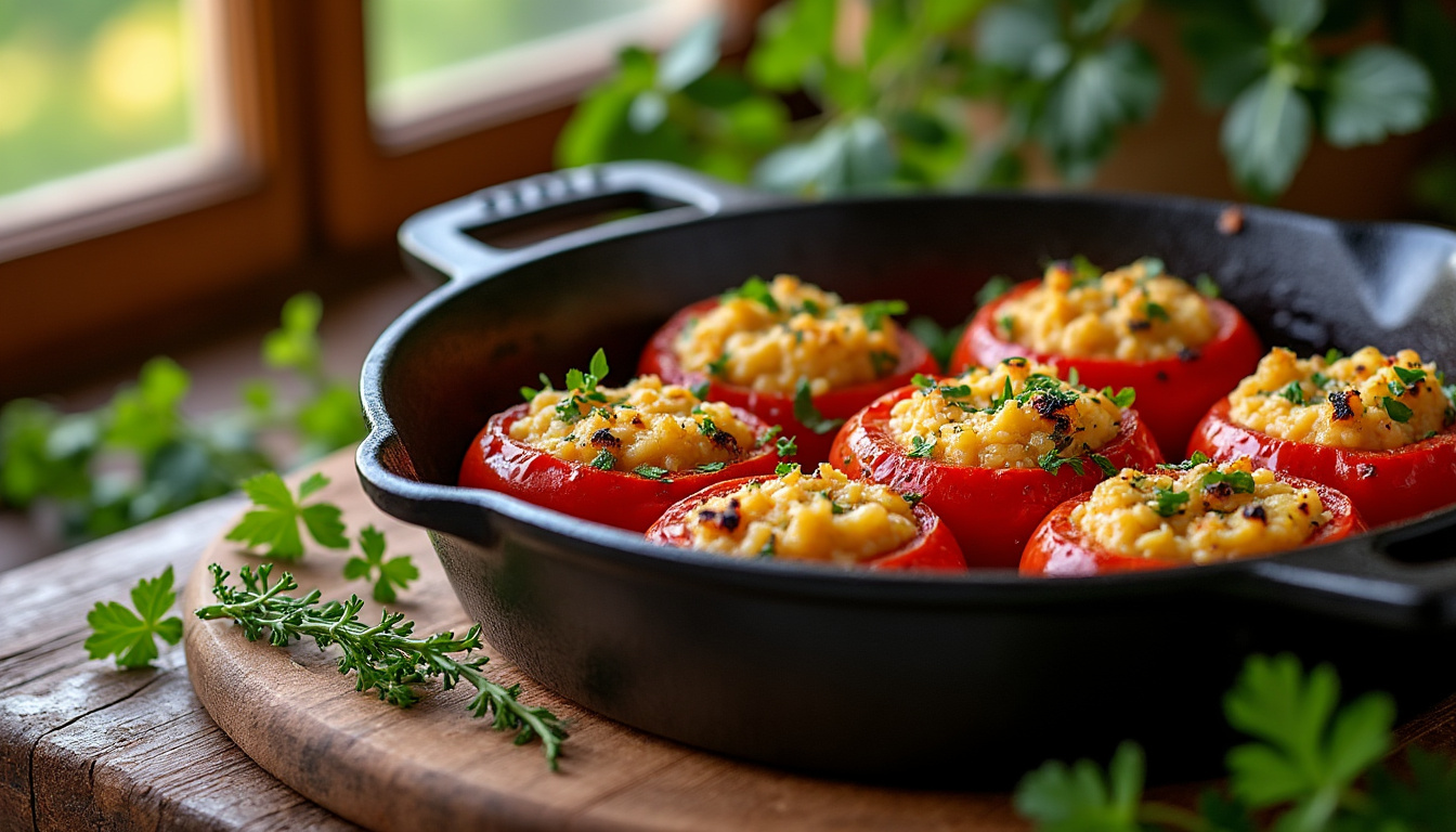 Tomates farcies au riz : une recette simple et savoureuse découvrez notre recette facile et délicieuse de tomates farcies au riz, parfaite pour un repas savoureux et gourmand.