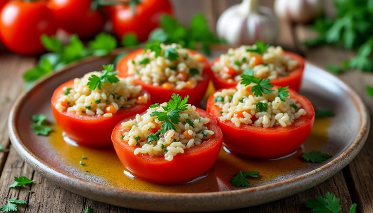 Tomates farcies au riz : une recette simple et savoureuse découvrez notre recette facile et savoureuse de tomates farcies au riz, parfaite pour un repas équilibré et plein de goût.